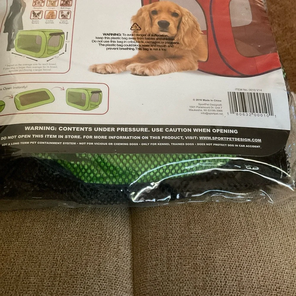 Pop Open Dog Kennel, up to 50 pounds, med. size dogs, light green, sturdy